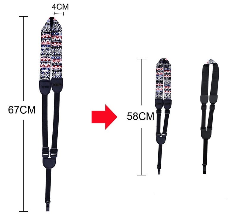 Rayzm Clip-on Ukulele Strap, Bohemian Style knitting Ukulele Belt, Adjustable Cotton Neck Sling Strap for Ukulele, Button-Free Cross-Chest Uke Strap, No Screws, Hands Free - Image 2